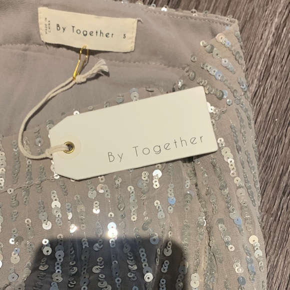 Silver Sequin Wide-Leg Pants by By Together - Picture 5 of 11